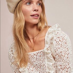 Meadow Rue Ivie Ruffled Lace blouse
